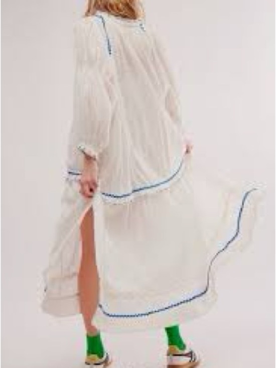 Free People Dresses & Skirts - Free People Thank me Later Dress with Blue Trim